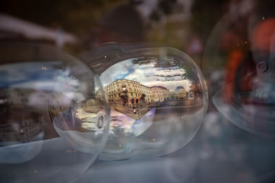 Close-up of bubbles on crystal ball