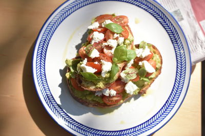 High angle view of food on plate