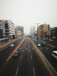 Traffic on road in city