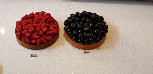 High angle view of cake on table