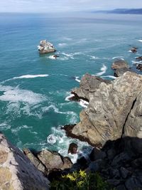 High angle view of sea against sky