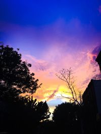 Silhouette of trees against cloudy sky