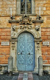 Closed door of building