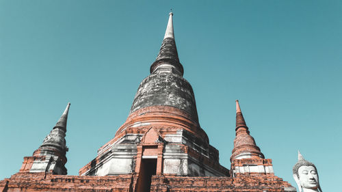 Low angle view of traditional building against clear sky