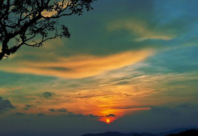 Low angle view of dramatic sky during sunset