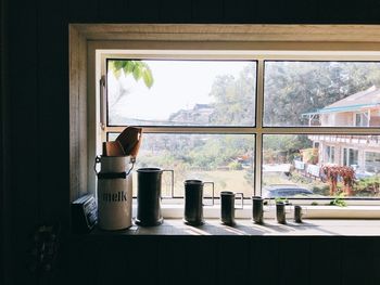 Glass window on table at home