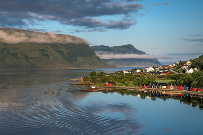 Scenic view of lake against sky