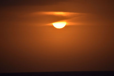 Scenic view of sea against orange sky