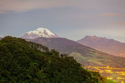 View of mountain landscape at night