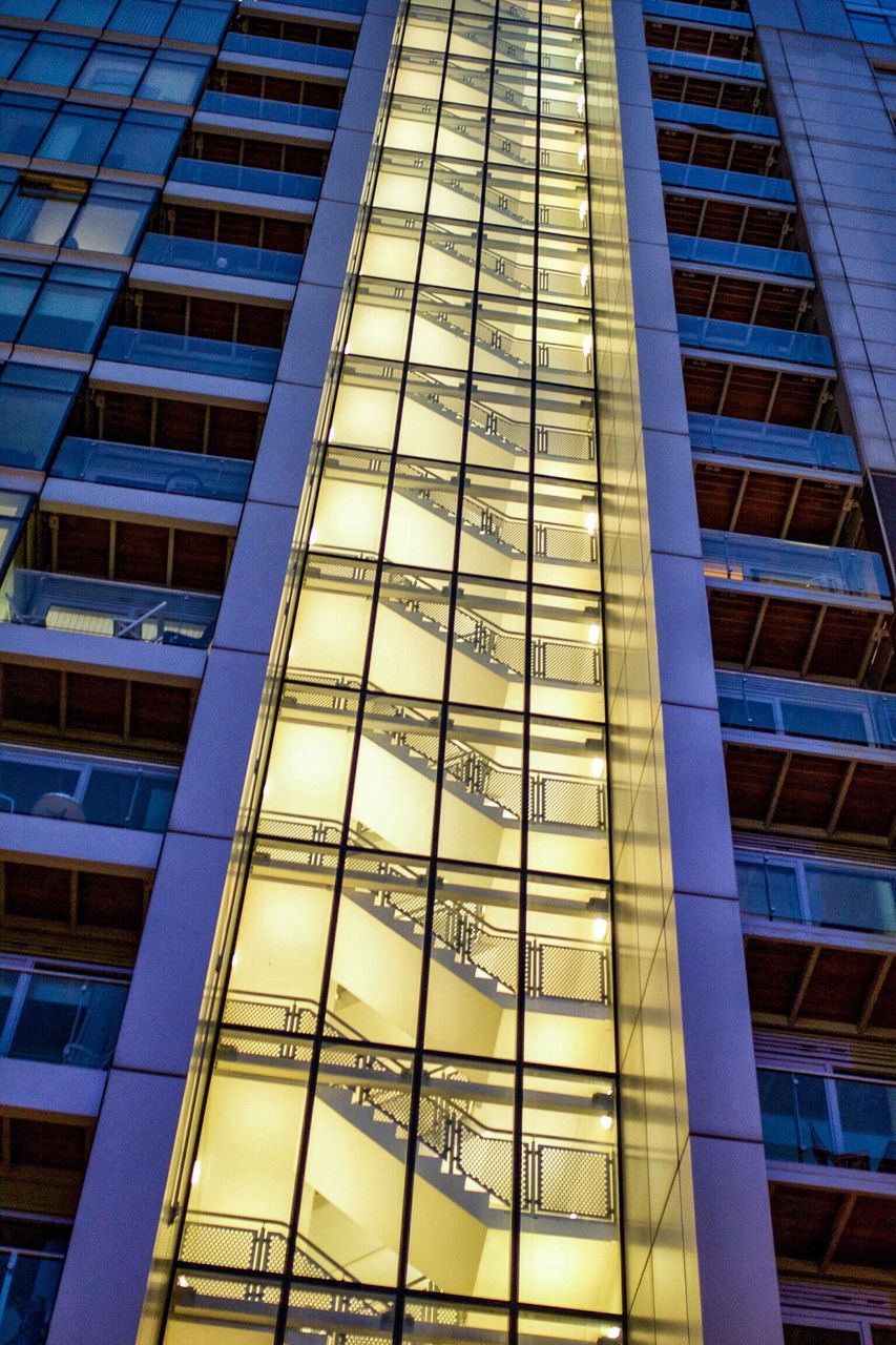 architecture, window, built structure, building exterior, low angle view, modern, day, no people, blue, outdoors, city