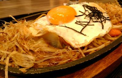 Close-up of food in plate on table