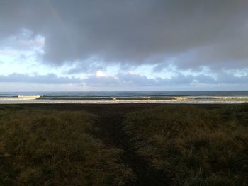 Scenic view of beach against sky