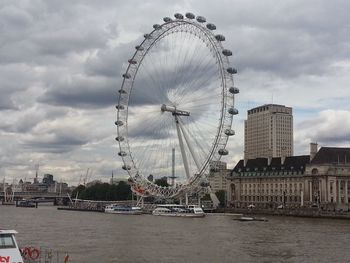 Ferris wheel against cloudy sky