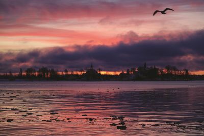 Scenic view of sea at sunset