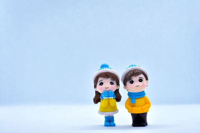 Close-up of stuffed toy against white background