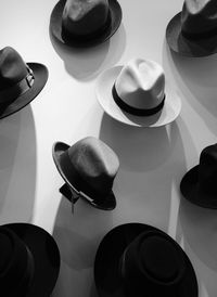 High angle view of electric lamp on table