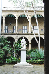 View of arch bridge and building