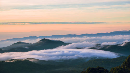 Scenic view of cloudscape against sky during sunset