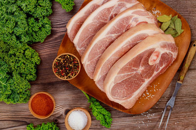 High angle view of food on table