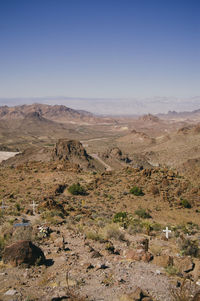 Scenic view of mountains against clear sky