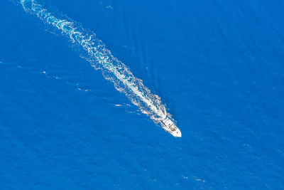 High angle view of boat in sea