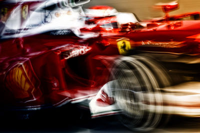 Blurred motion of illuminated car at night