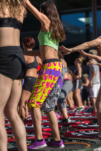 Rear view of women dancing