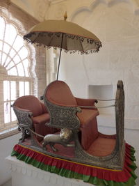 Table and chairs on window at home