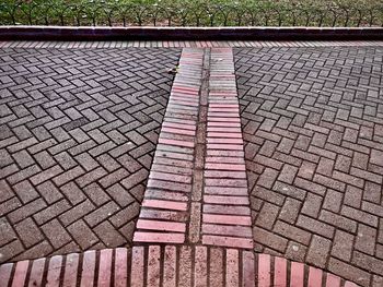 High angle view of cobblestone street