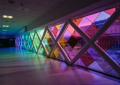 Illuminated corridor of building