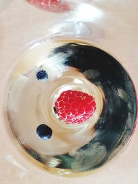 High angle view of ice cream in bowl on table