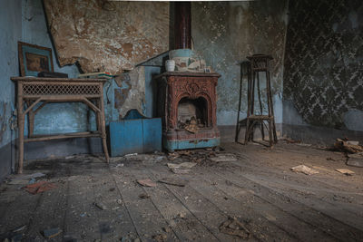 Interior of abandoned building