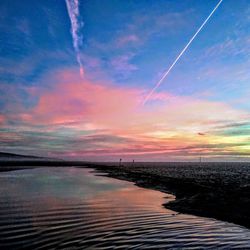 Scenic view of sea against sky at sunset