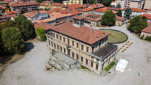 Aerial view of villa bagatti valsecchi in the city of varedo