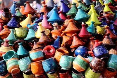 High angle view of various displayed for sale in market