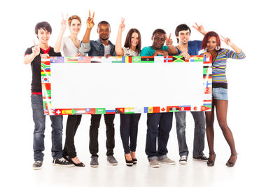 Friends against white background