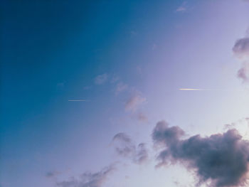 Low angle view of vapor trail in sky