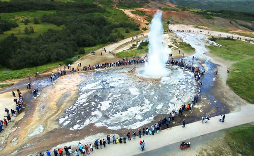 High angle view of people in park