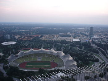 High angle view of buildings in city