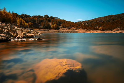 Scenic view of sea against clear sky