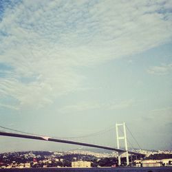 Suspension bridge over river