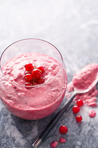 Close-up of ice cream in bowl on table