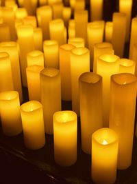 Full frame shot of illuminated candles