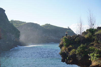 Scenic view of sea against clear sky