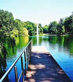 Scenic view of lake against clear sky