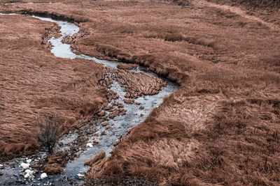 High angle view of land