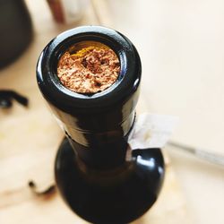 High angle view of tobacco product in container on table