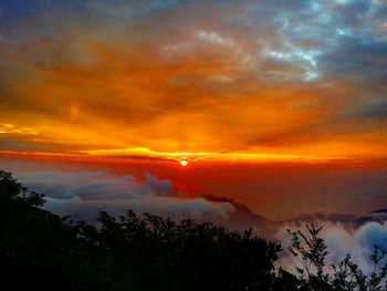 Scenic view of dramatic sky during sunset