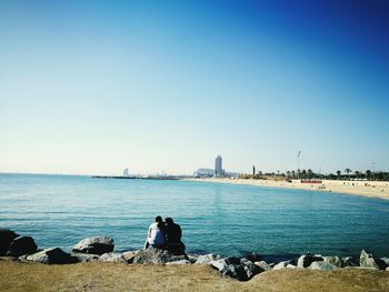 Scenic view of sea against clear sky