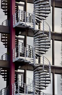 Low angle view of spiral staircase of building